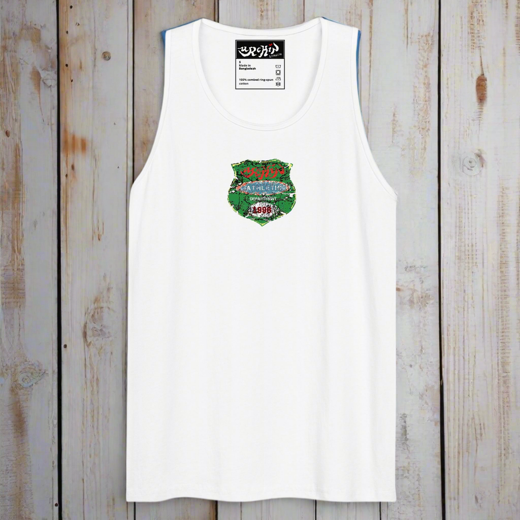URCHIN Sports Mens Tank Top. 'Urchin Athletic Department Badge Logo 1996' Colour. Cotton. Range of Colours.