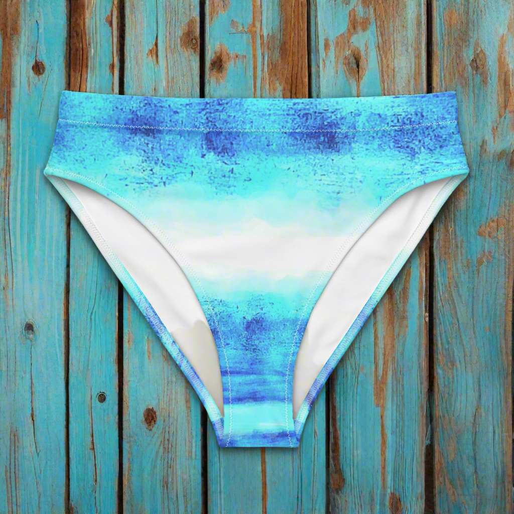 URCHIN Clothes & Swimwear. 'BLUE DREAM' Recycled high-waisted bikini bottom. Choice of Sizes.