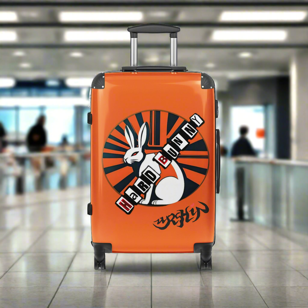 URCHIN 'Hard Bunny' Hard-shell Wheeled Suitcase. Choice of 3 Sizes. Orange
