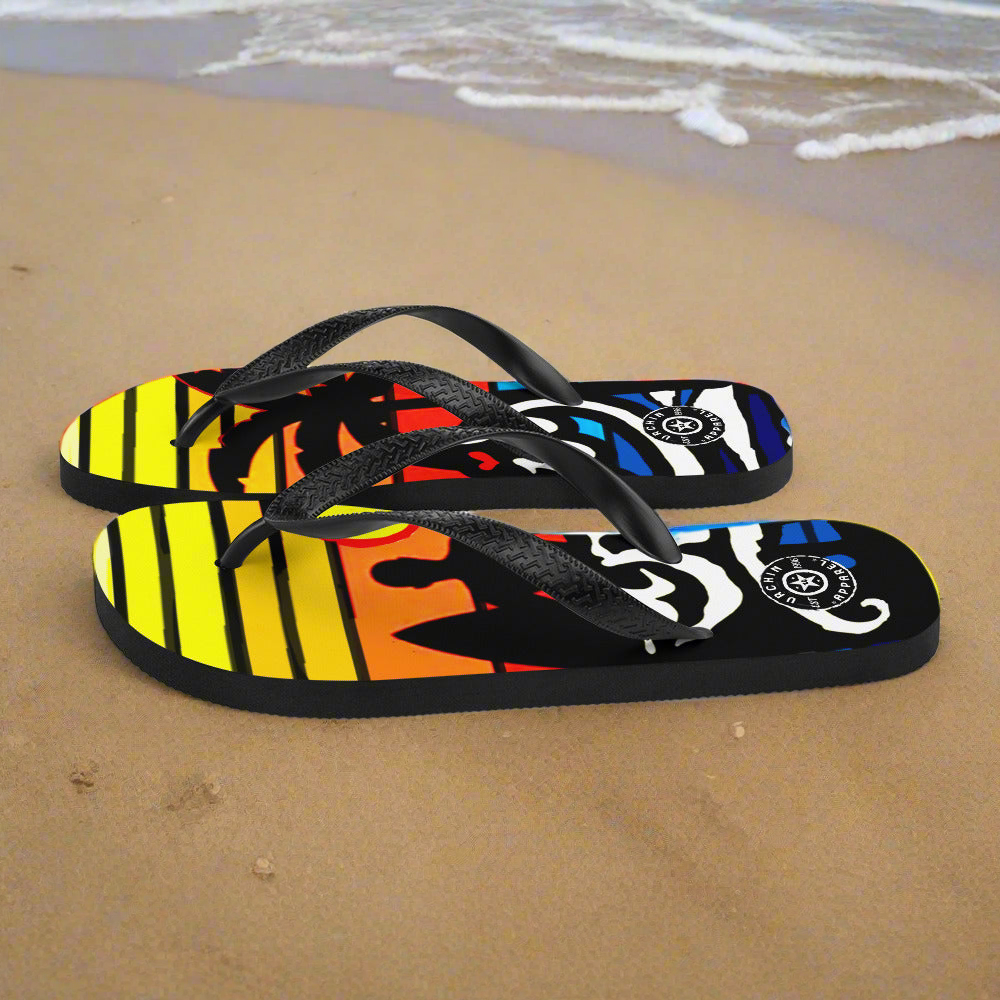 URCHIN Footwear.  'SURFER SUNRISE' Flip-Flops. Choice of 3 Sizes.