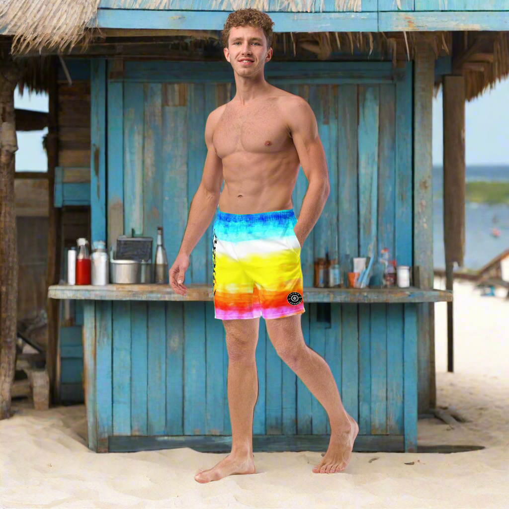 URCHIN Mens Swimwear. 'SUNRISE BEACH' Unisex Recycled Swim Trunks. Choice of Sizes.