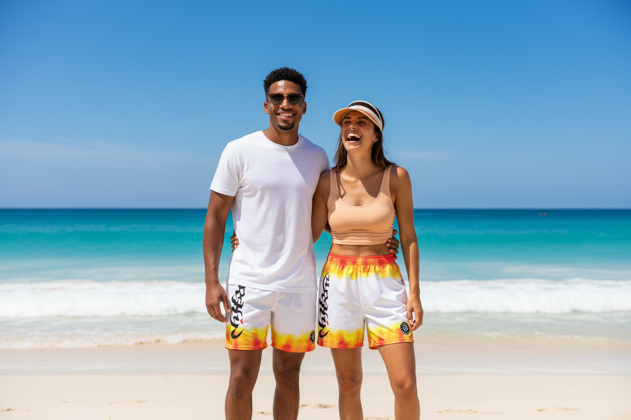 URCHIN 'FLAME' Unisex Recycled Swim Board Shorts.