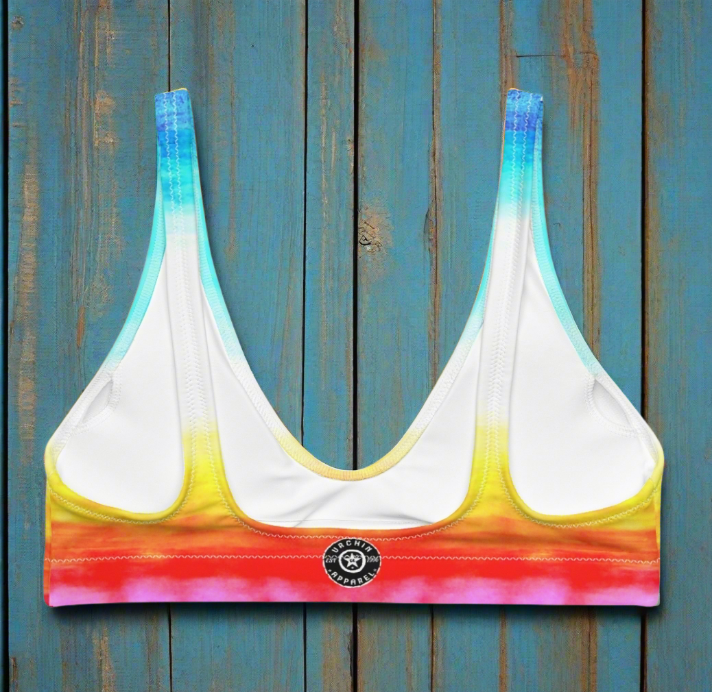 URCHIN Clothes & Swimwear. 'SUNRISE BEACH' Recycled padded bikini top. Choice of Sizes.