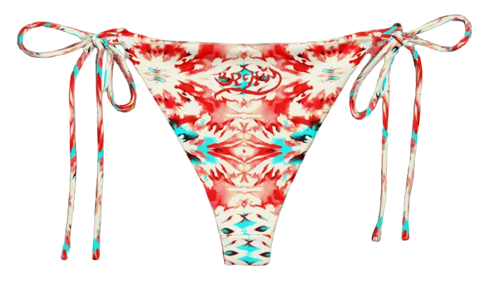 URCHIN-'CORAL SEA' Red and Blue Tie Dye Look. Recycled String Bikini. Choice of Sizes.