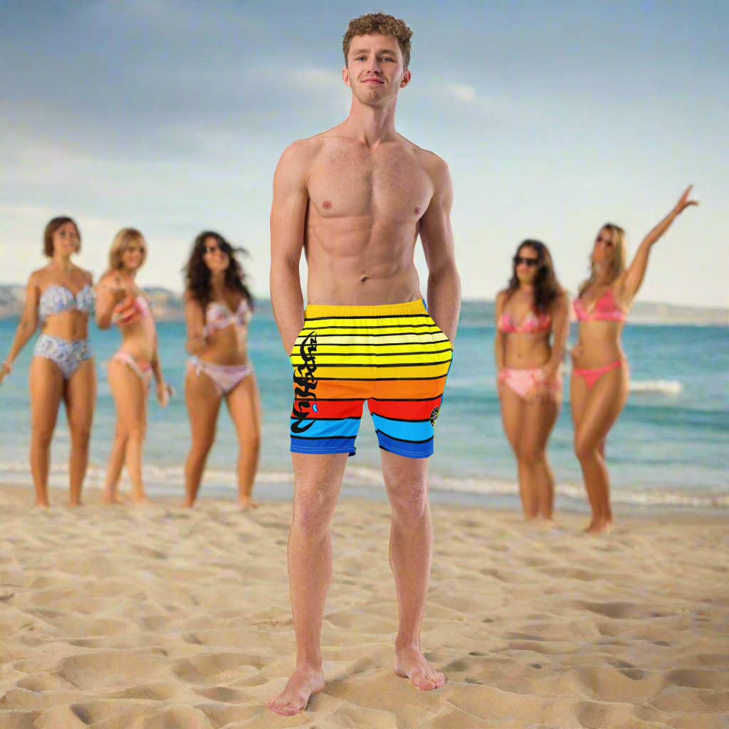 URCHIN Men's Swimwear. 'SUNRISE' Unisex Recycled Swim Board Shorts. Choice of Sizes.