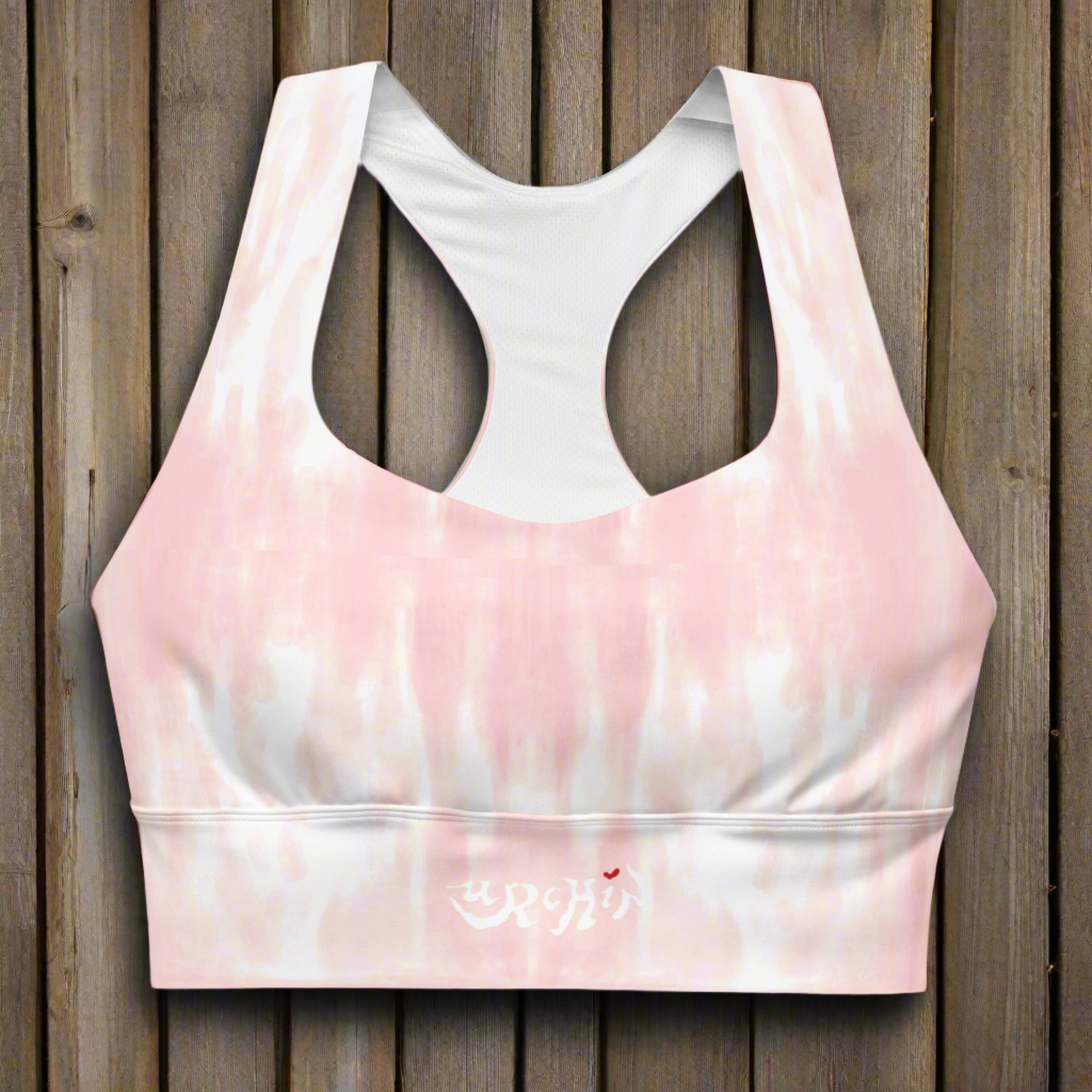 URCHIN Sports 'Pink Fade' Recycled Longline Sports Bra. Choice of Sizes.