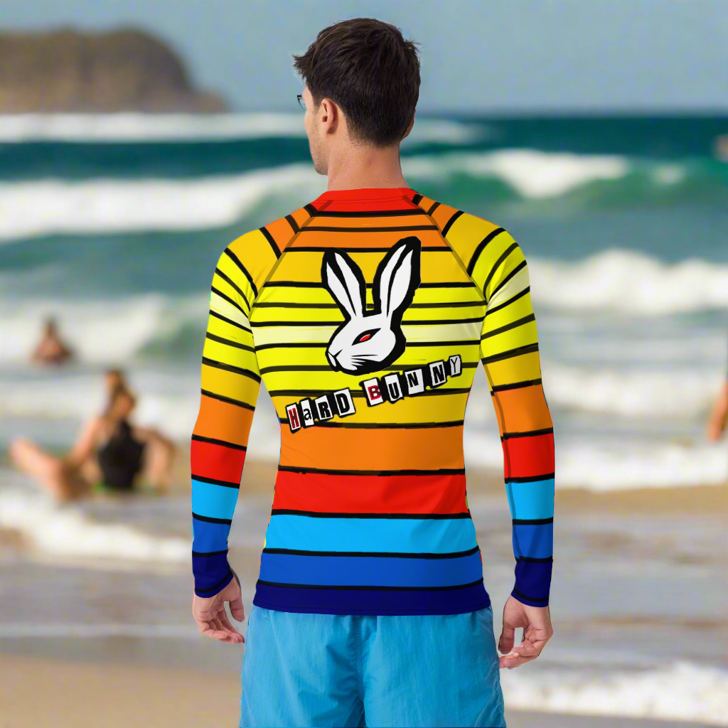URCHIN Mens Swimwear. 'SUNRISE' 'HARD BUNNY' Logo Rash. Choice of Sizes.