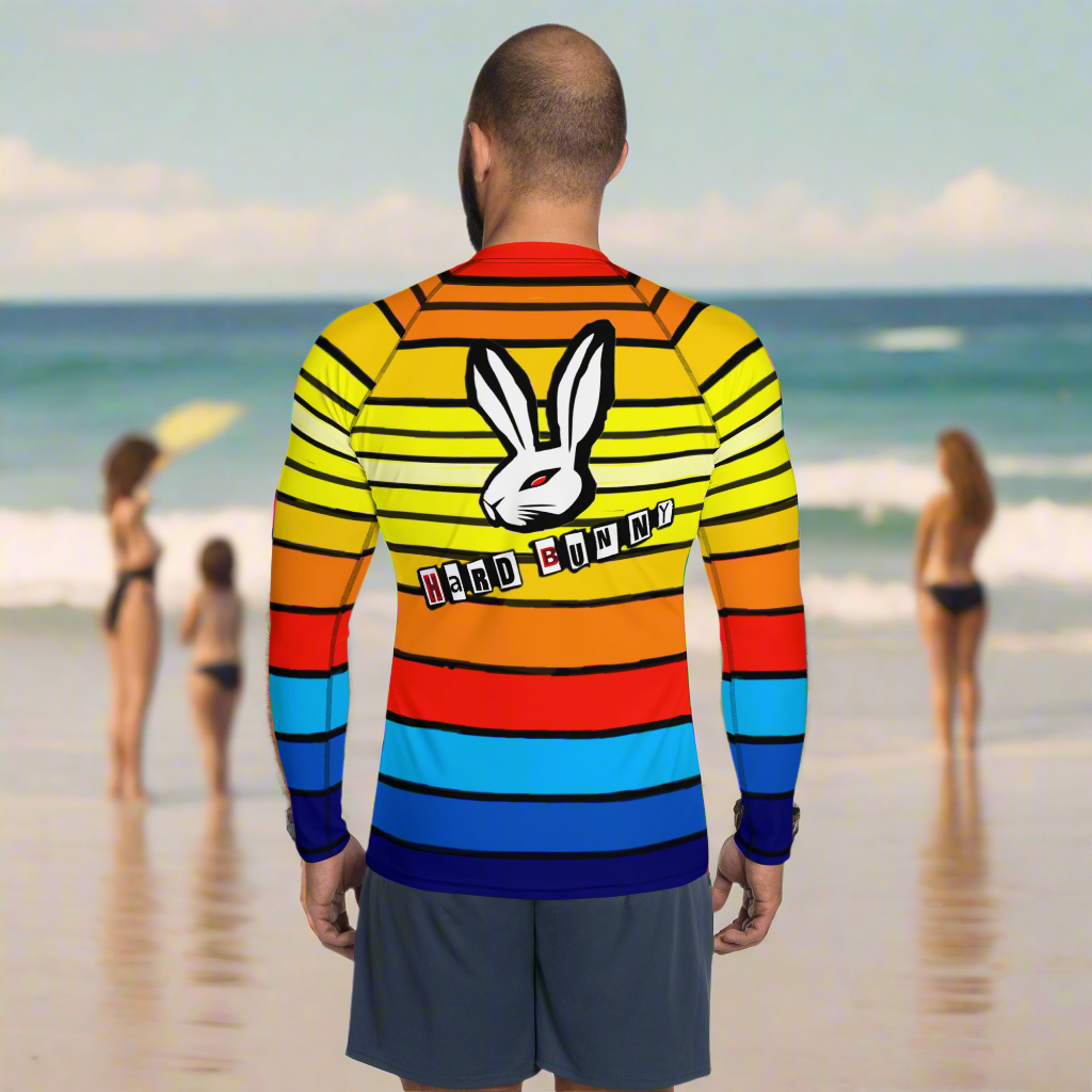 URCHIN Mens Swimwear. 'SUNRISE' 'HARD BUNNY' Logo Rash. Choice of Sizes.