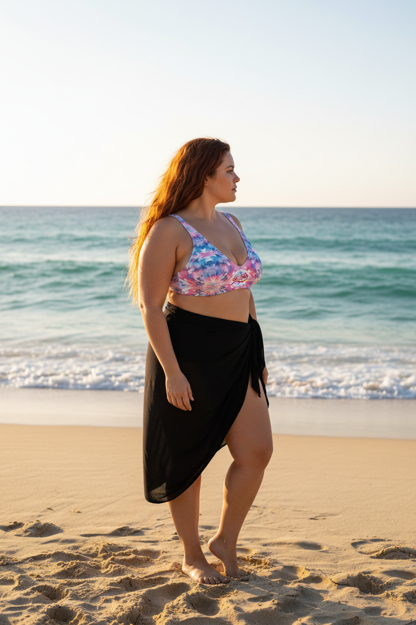 URCHIN-'CORAL SEA' Pink and Blue Tie Dye. Recycled Padded Bikini Top. Choice of Sizes.