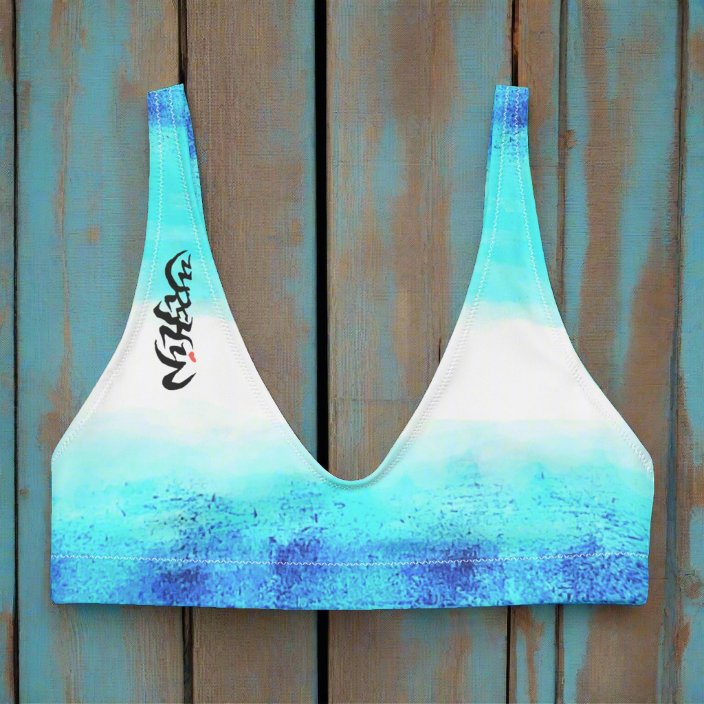 URCHIN Clothes & Swimwear. 'BLUE DREAM' Recycled padded bikini top. Choice of Sizes.