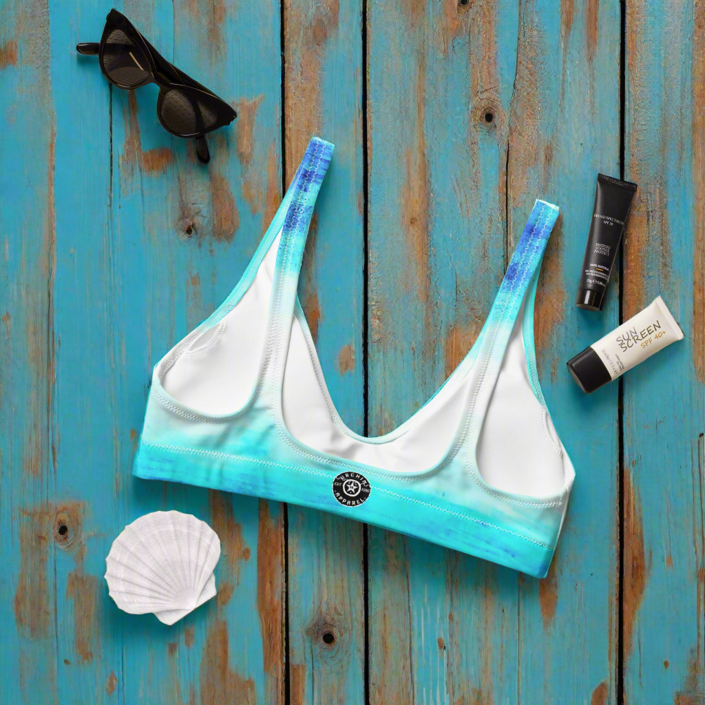 URCHIN Clothes & Swimwear. 'ICE' Recycled padded bikini top. Choice of Sizes.