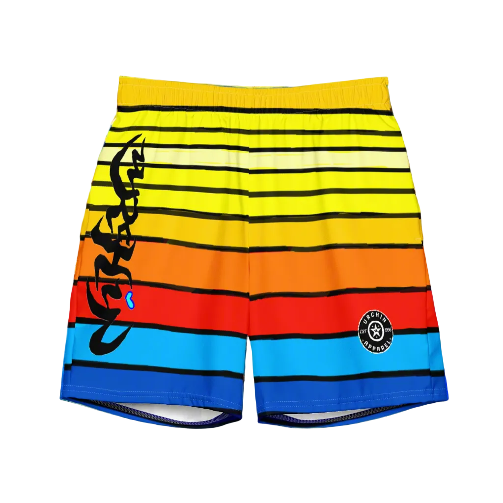 URCHIN 'SURF SUNRISE' Unisex Recycled Swim Board Shorts.