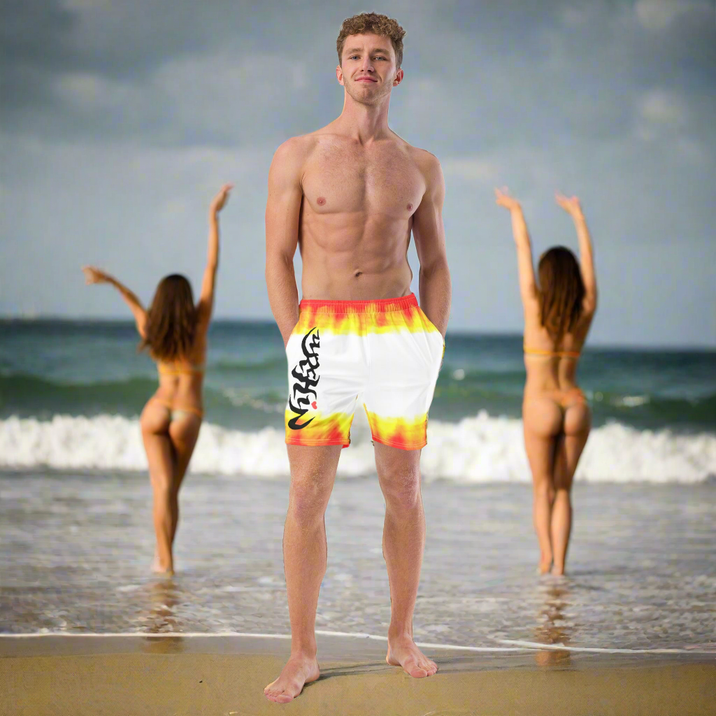 URCHIN Men's Swimwear. 'FLAME' Recycled Swim Board Shorts. Choice of Sizes.