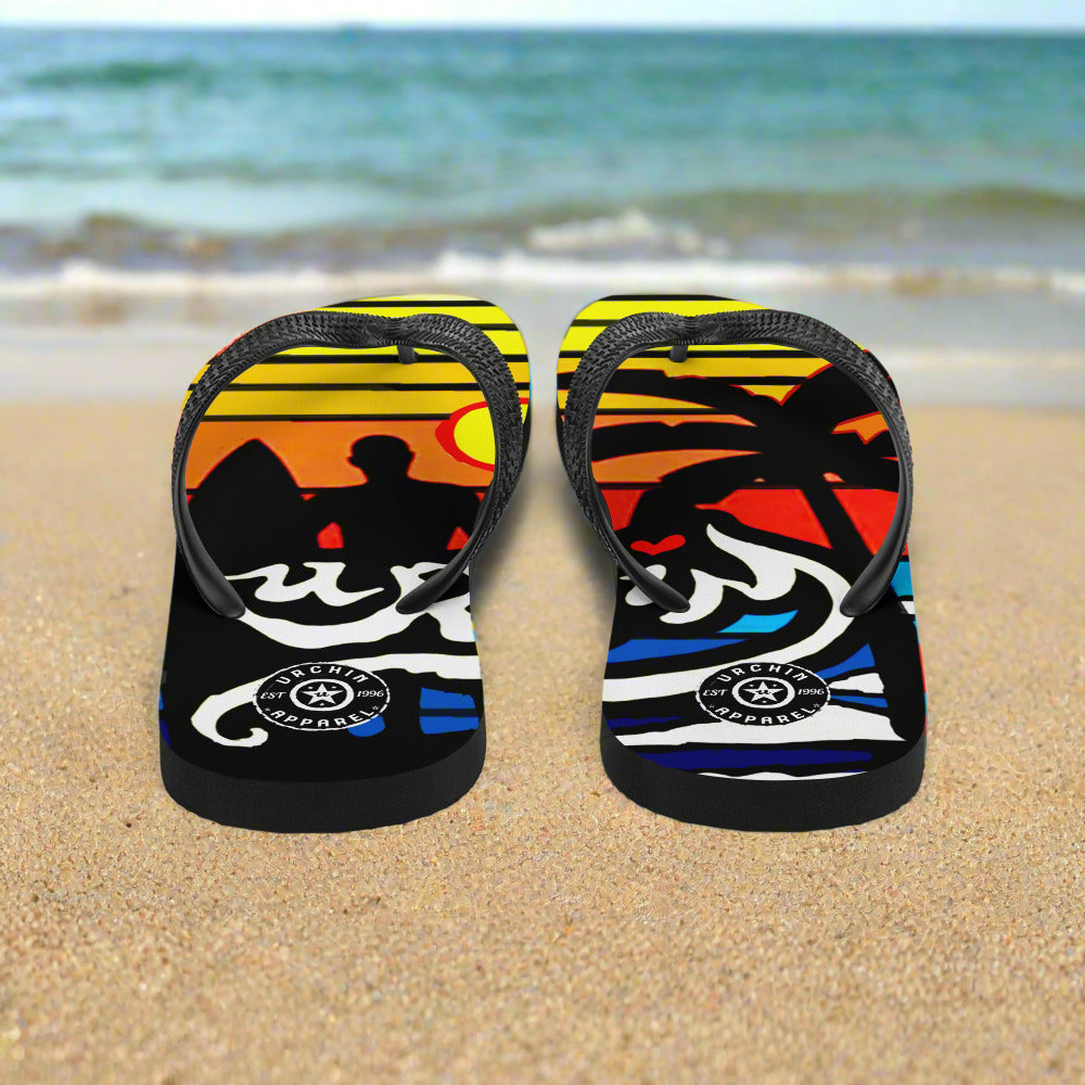 URCHIN Footwear.  'SURFER SUNRISE' Flip-Flops. Choice of 3 Sizes.