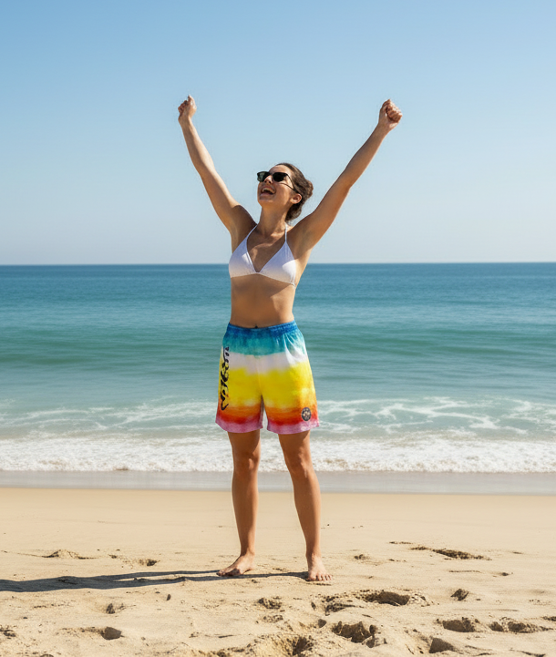 URCHIN 'SUNRISE BEACH' Unisex Recycled Swim Board Shorts.