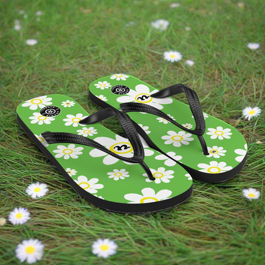 URCHIN Footwear. 'U DAISY' Grass Green. Unisex Flip-Flops. Choice of 3 Sizes.