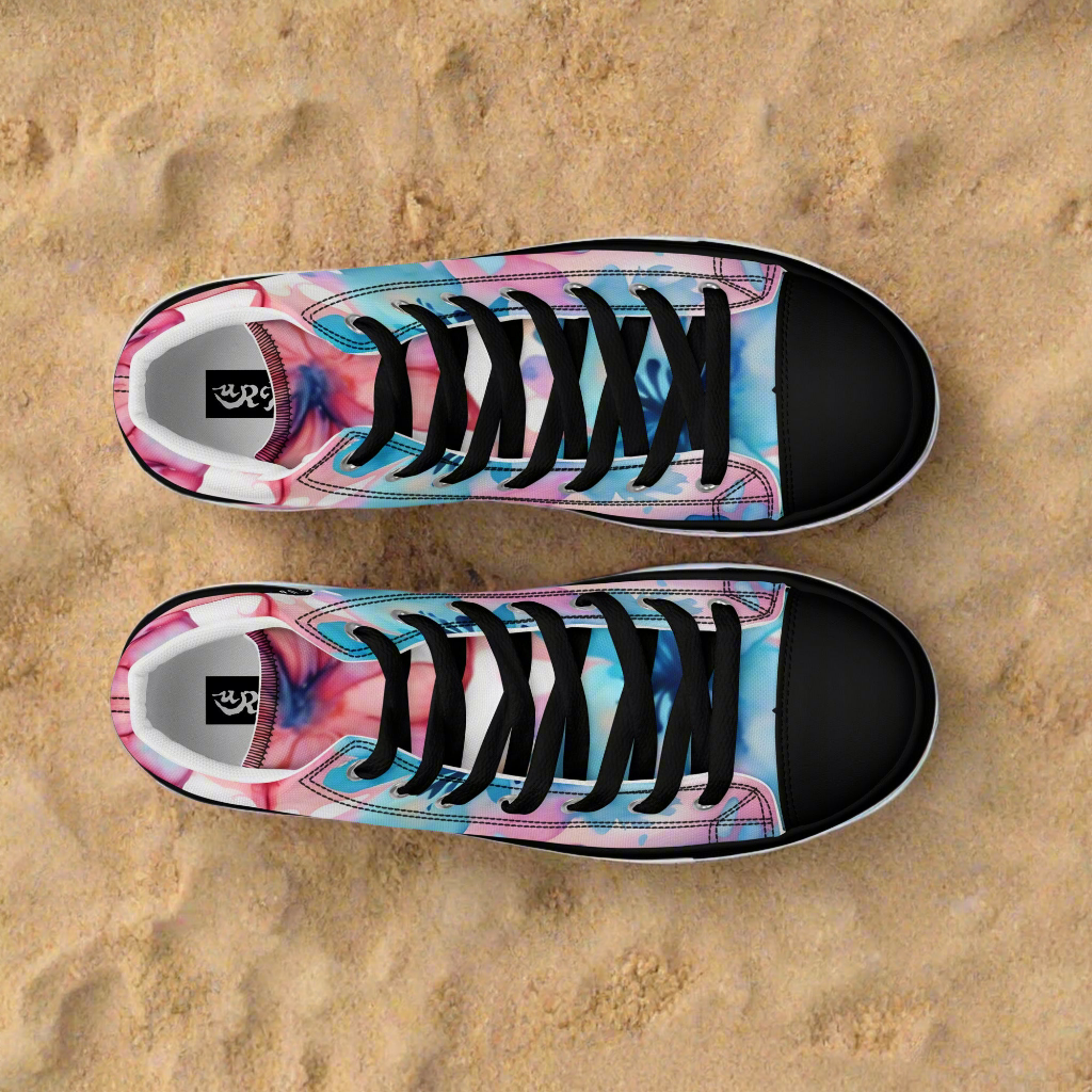 URCHIN Footwear 'U FLOWER'. Womens high tops. Black or White Detailing Option. Choice of Sizes.