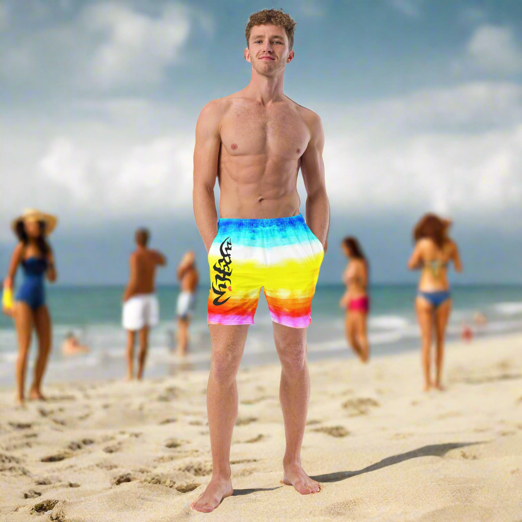 URCHIN Mens Swimwear. 'SUNRISE BEACH' Unisex Recycled Swim Trunks. Choice of Sizes.