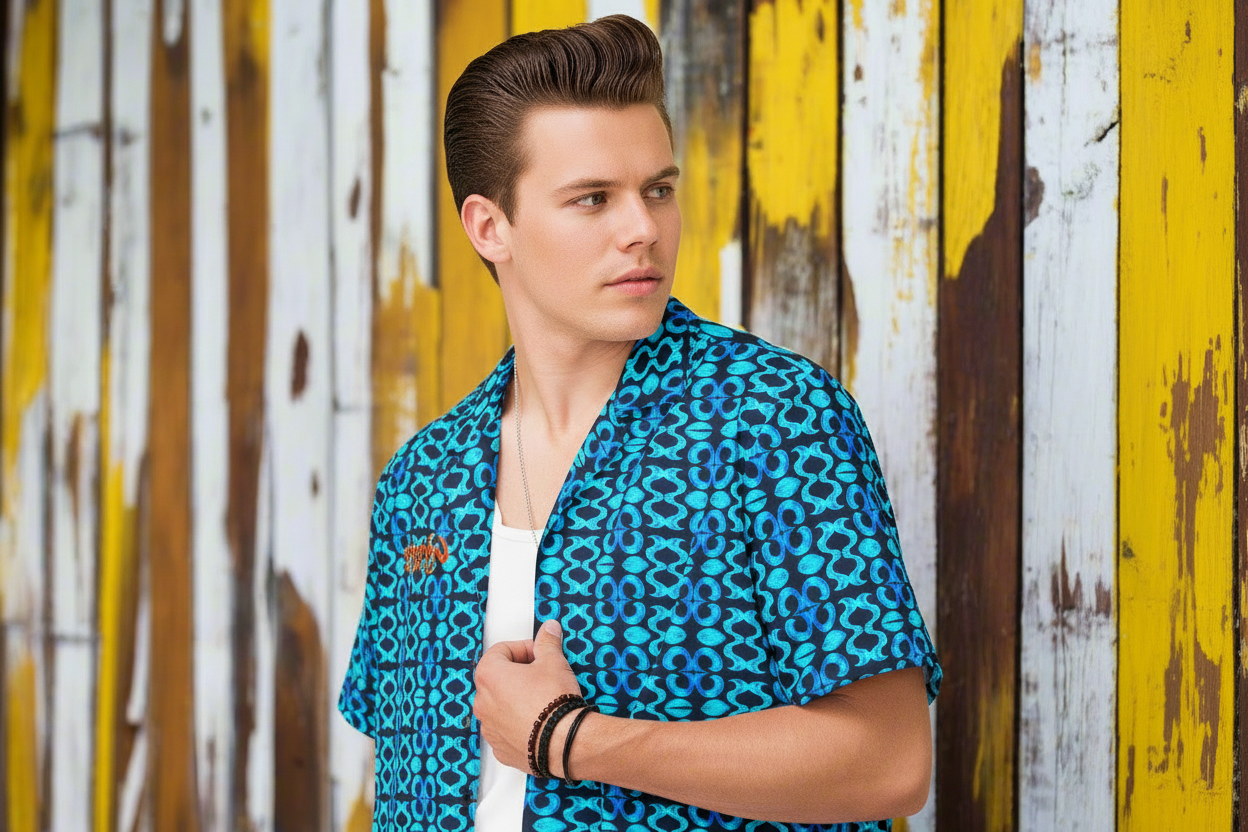 URCHIN 'BLUE SEA SHELLS' 'Blueberry'(Dark Blue).  Unisex shirt.