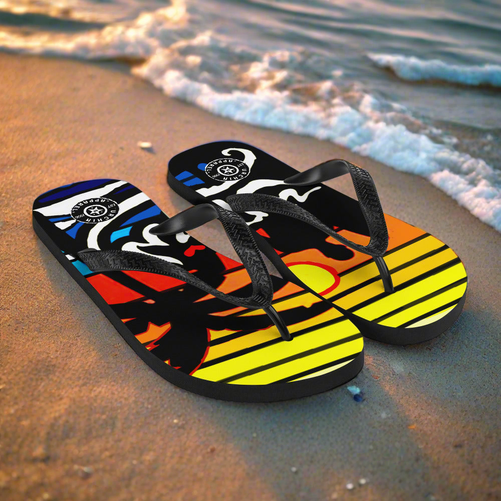 URCHIN Footwear.  'SURFER SUNRISE' Flip-Flops. Choice of 3 Sizes.