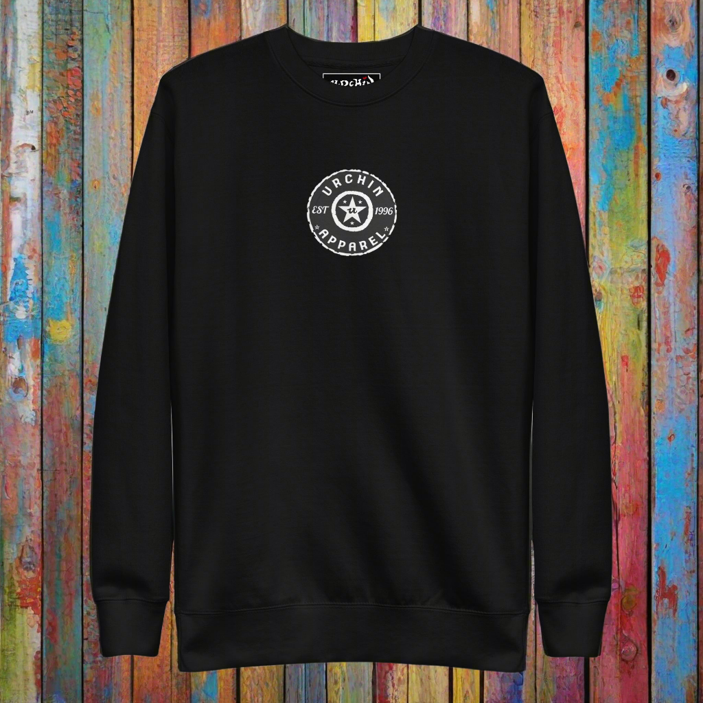 URCHIN Clothes - 'Urchin Apparel U Star' B &W Logo. Choice of Dark Colours. Unisex Premium Sweatshirt