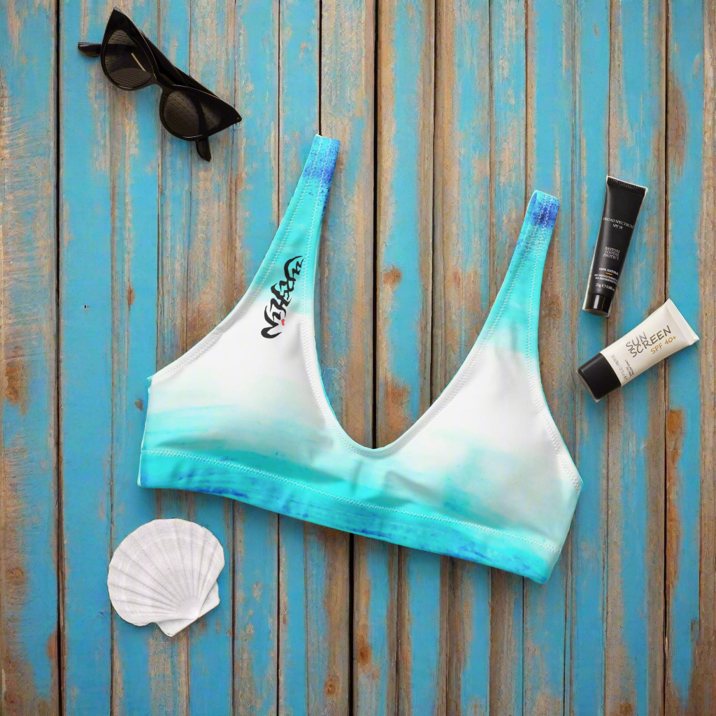 URCHIN Clothes & Swimwear. 'ICE' Recycled padded bikini top. Choice of Sizes.