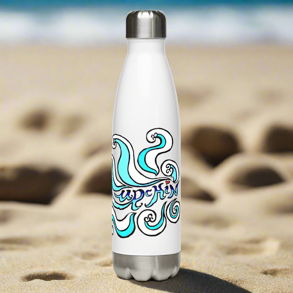 URCHIN Hydration 'Blue Wave' Logo, stainless steel water bottle.