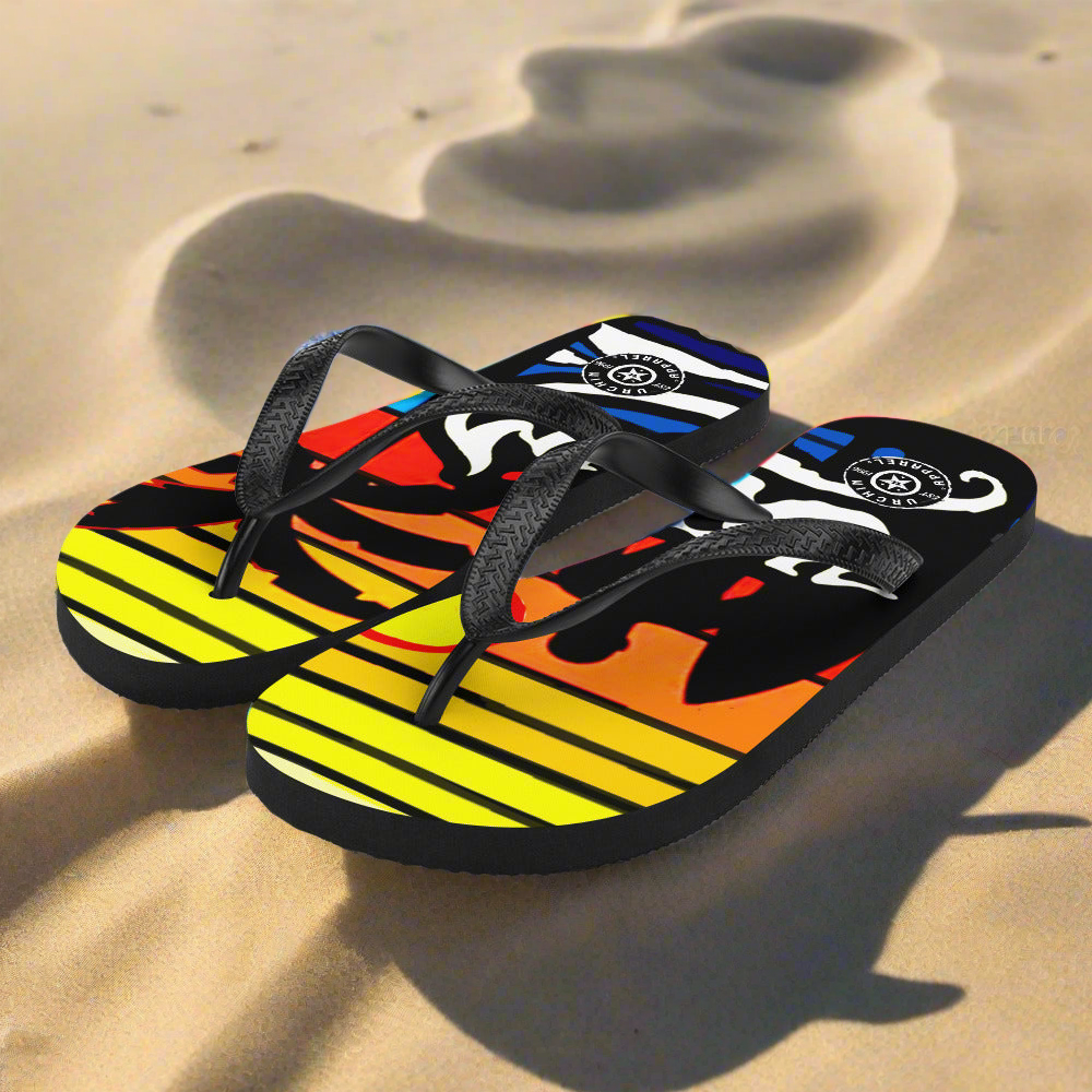 URCHIN Footwear.  'SURFER SUNRISE' Flip-Flops. Choice of 3 Sizes.