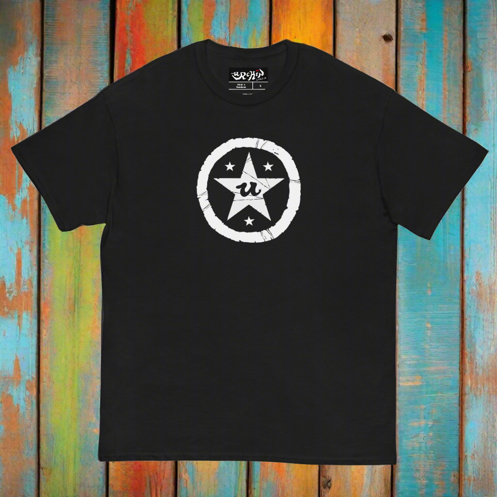 URCHIN Clothes -'U STAR' White Logo T Shirt. Choice of Colours. Unisex.