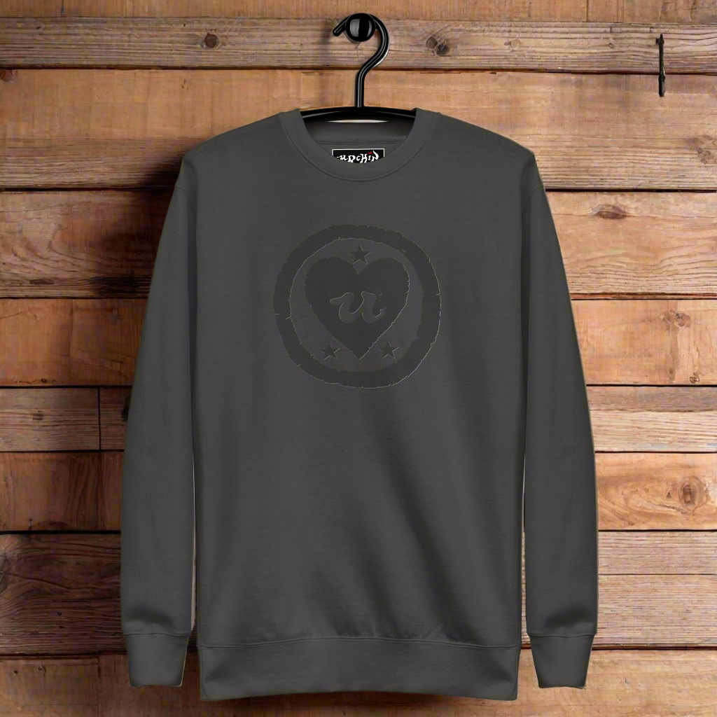 URCHIN Clothes 'LOVE U' Black Logo. Premium Cotton Sweatshirt. Choice of Colours. Unisex.