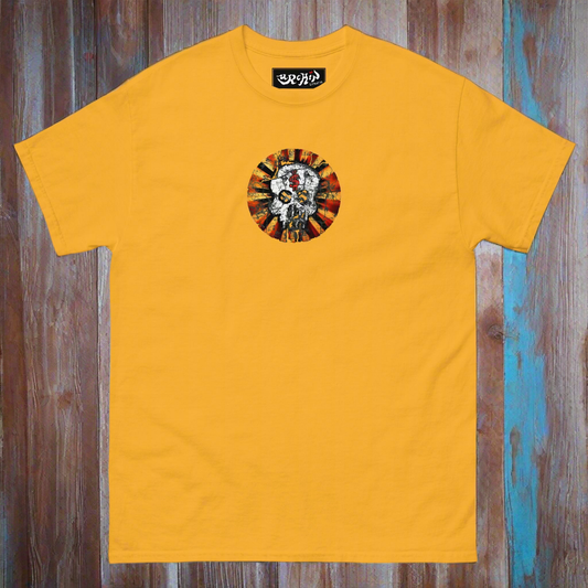 URCHIN Clothes -'DOLLAR SKULL' Cotton T Shirt. Choice of Light Colours. Unisex.