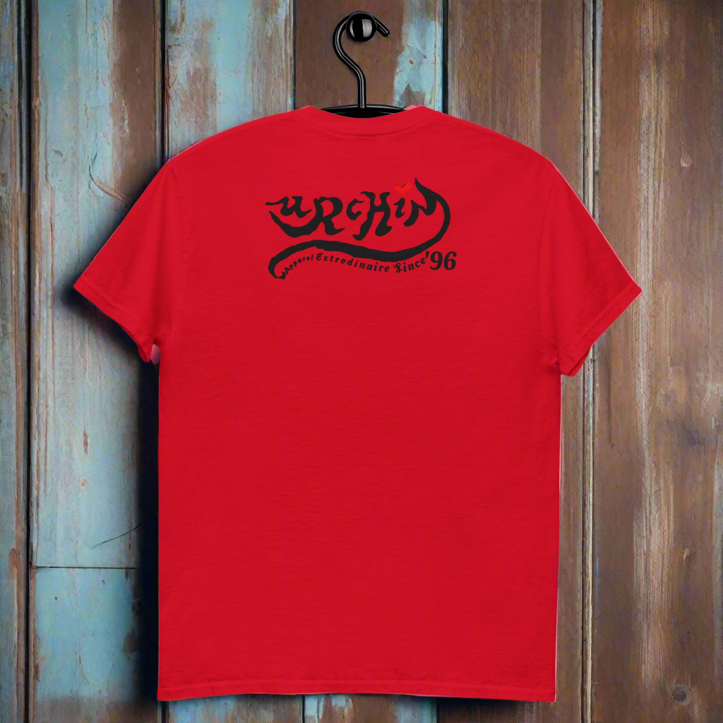 URCHIN Clothes -'LOVE U' Cream on Blue- Old Poster. Cotton T Shirt. Choice of Colours. Unisex.