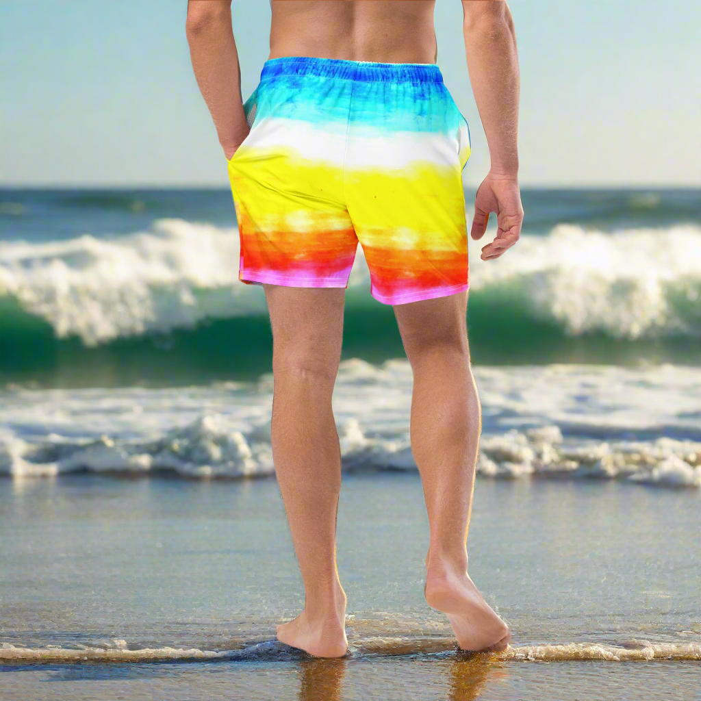 URCHIN Mens Swimwear. 'SUNRISE BEACH' Unisex Recycled Swim Trunks. Choice of Sizes.