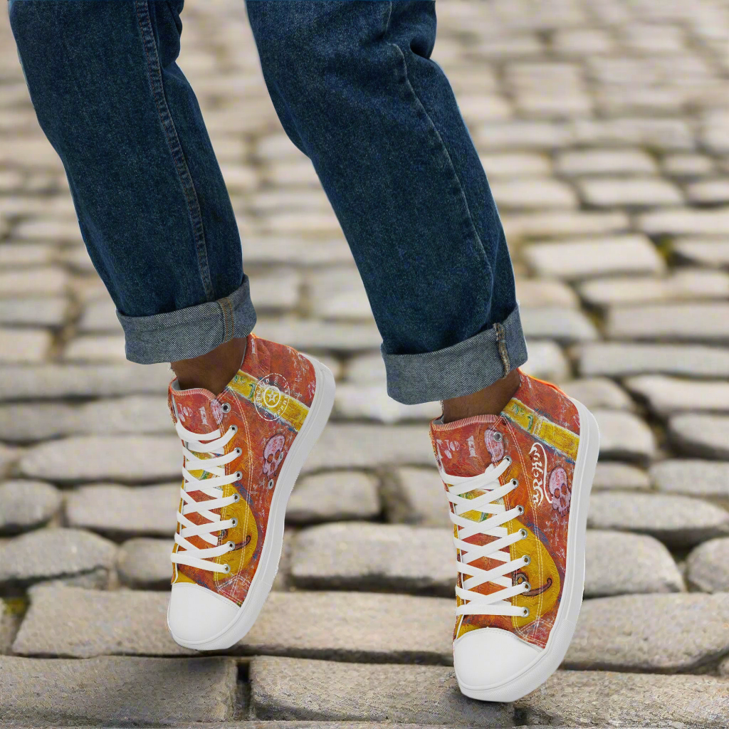 URCHIN Footwear 'NO 1 UNIQUE'. Mens high tops. Black or White Detailing Option. Choice of Sizes.