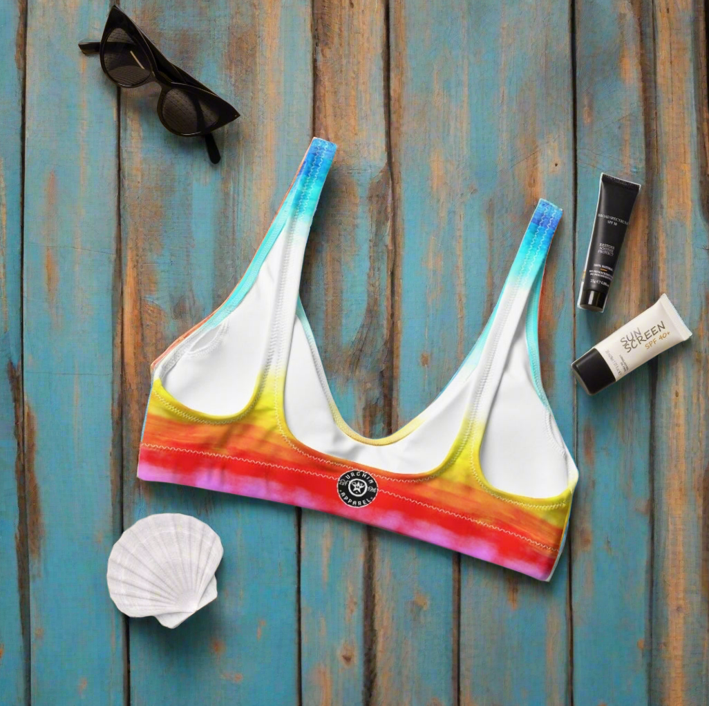 URCHIN Clothes & Swimwear. 'SUNRISE BEACH' Recycled padded bikini top. Choice of Sizes.