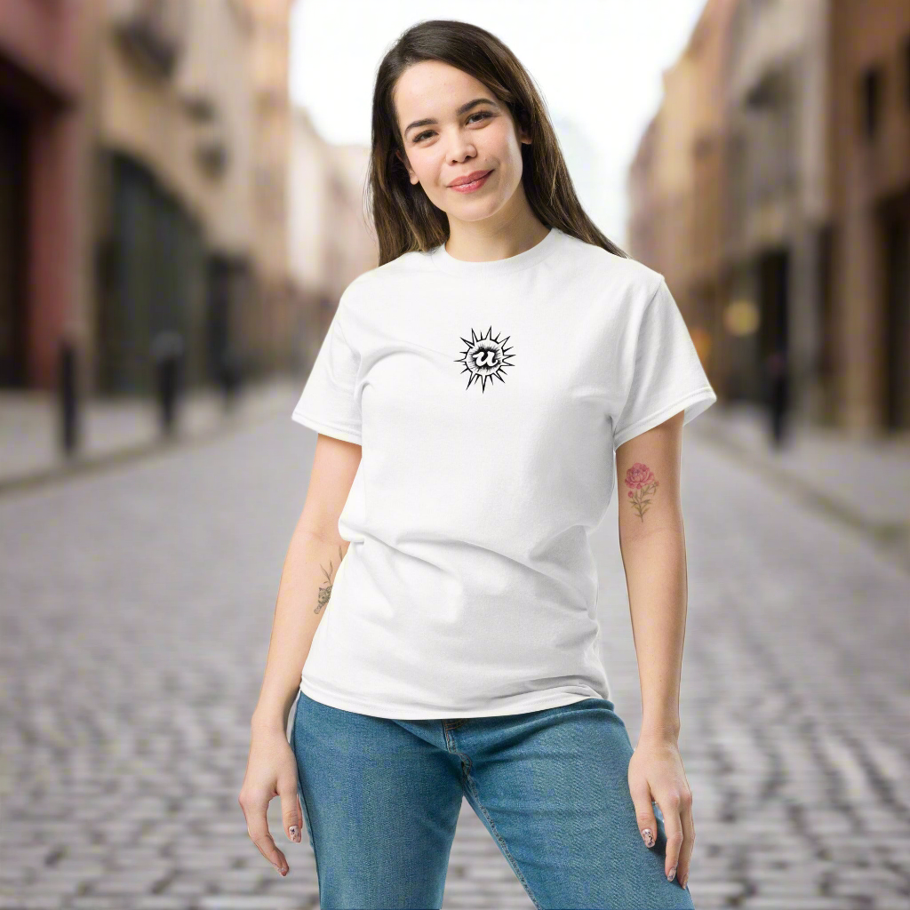 URCHIN Clothes-'U' Original Urchin 1996 Black Logo. Cotton T Shirt. White. Unisex.