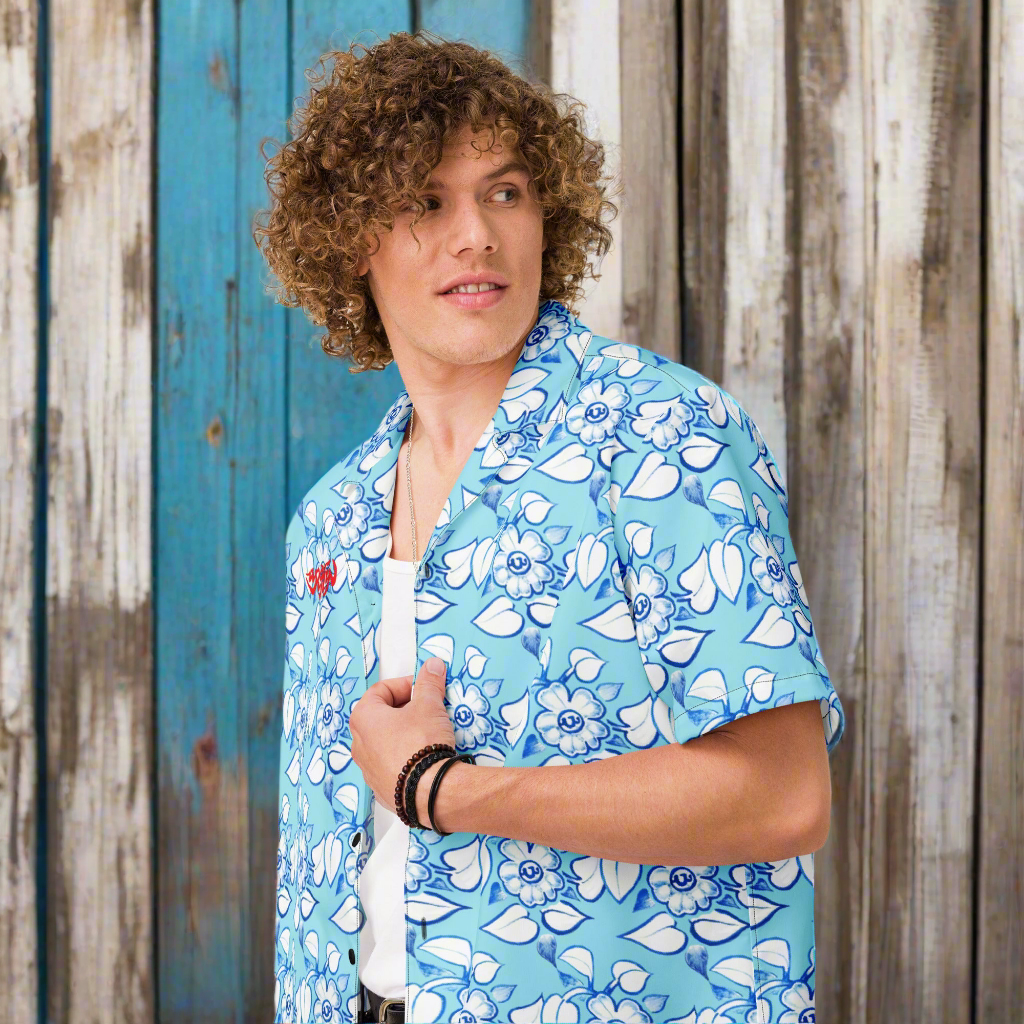 URCHIN 'U LILY' 'Sky( Light Blue) Unisex button shirt. Multiple Sizes.