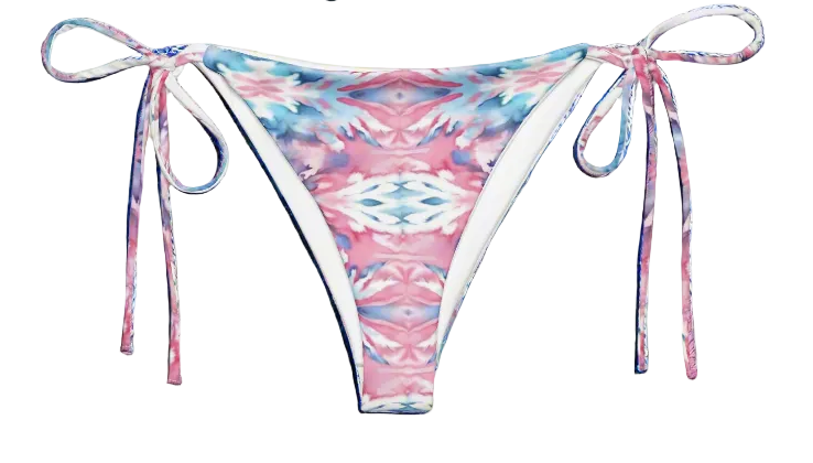 URCHIN-'CORAL SEA' Pink and Blue Tie Dye. Recycled String Tie Bikini Set.
