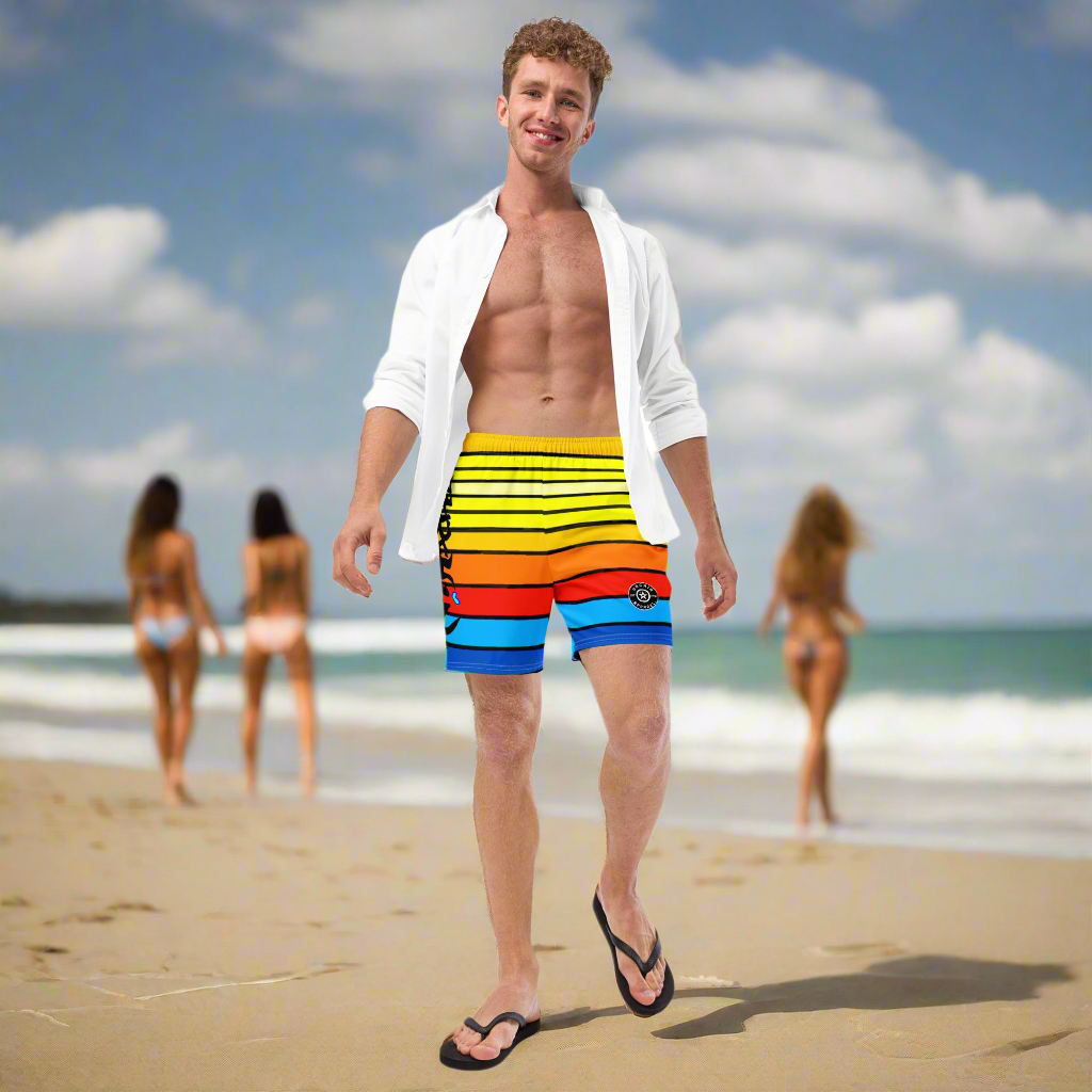 URCHIN Men's Swimwear. 'SUNRISE' Unisex Recycled Swim Board Shorts. Choice of Sizes.