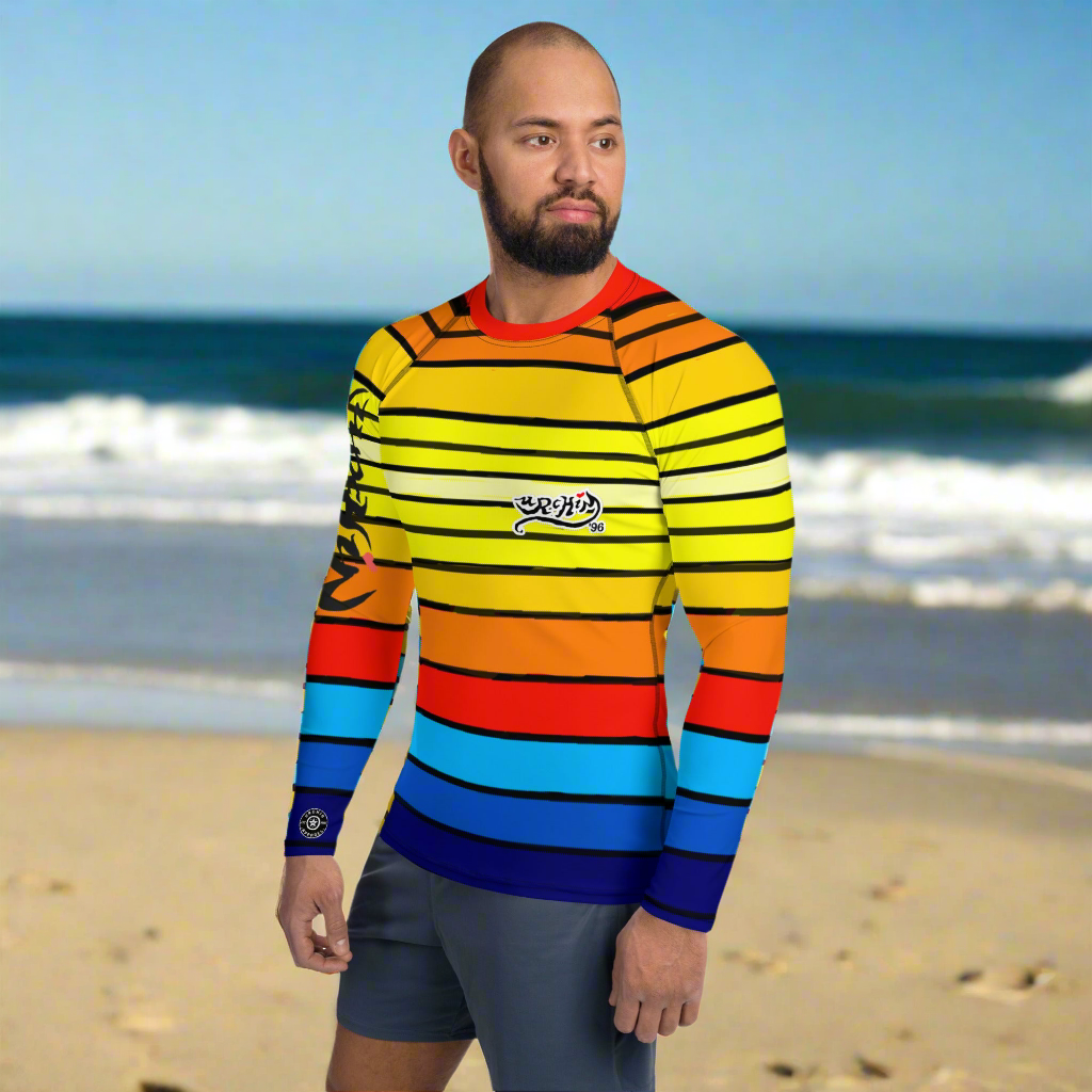 URCHIN Mens Swimwear. 'SUNRISE' 'HARD BUNNY' Logo Rash. Choice of Sizes.