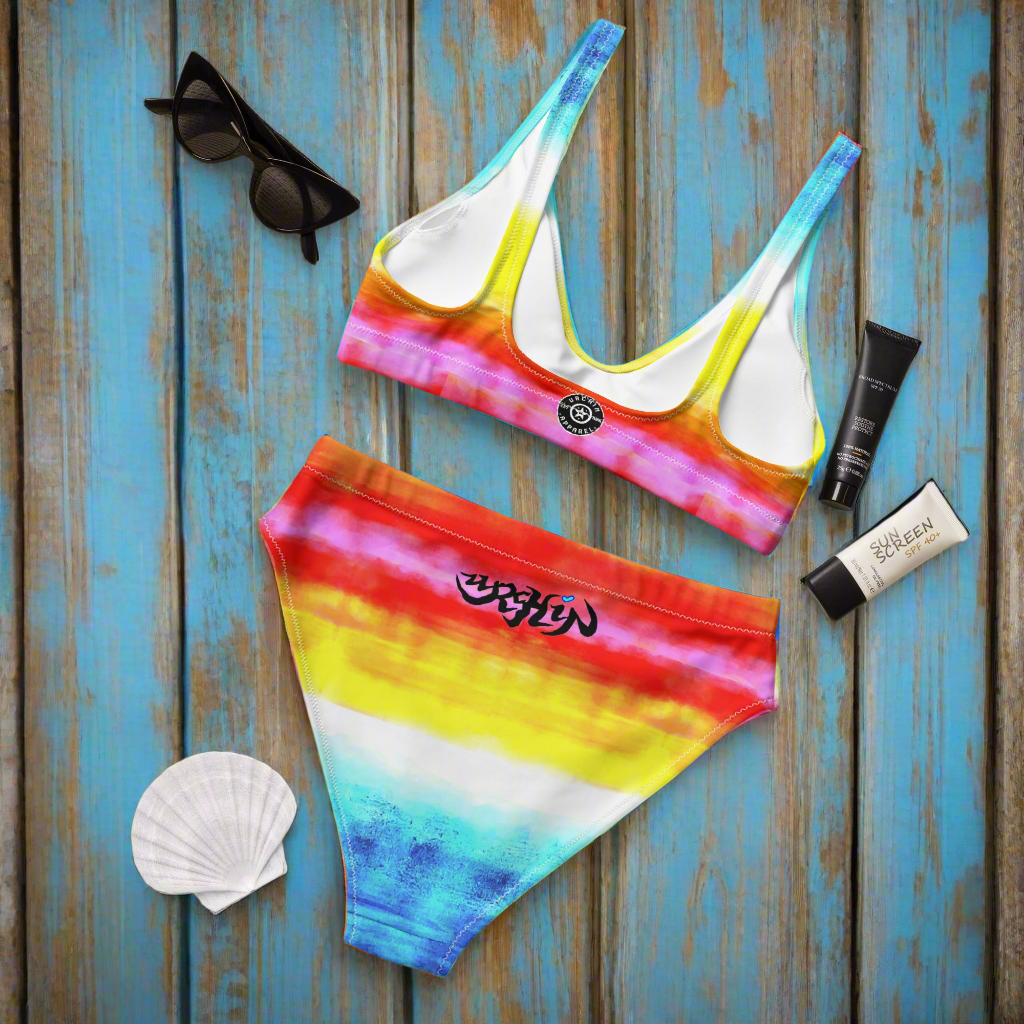 URCHIN Clothes & Swimwear. 'SUNRISE BEACH' Recycled high-waisted bikini. Choice of Sizes.