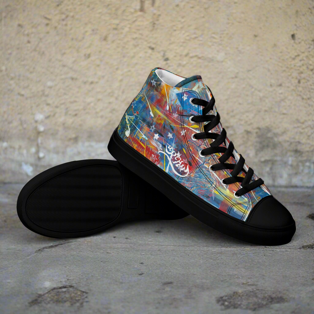 URCHIN Footwear 'FLAGS'. Mens High Tops. Black or White Detailing Option. Choice of Sizes.