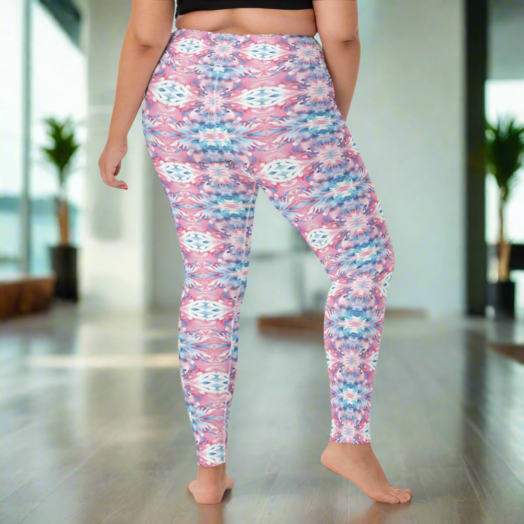 URCHIN Clothes & Sportswear 'CORAL SEA' Pink & Blue Tie Dye. Yoga Leggings. Choice of Sizes.