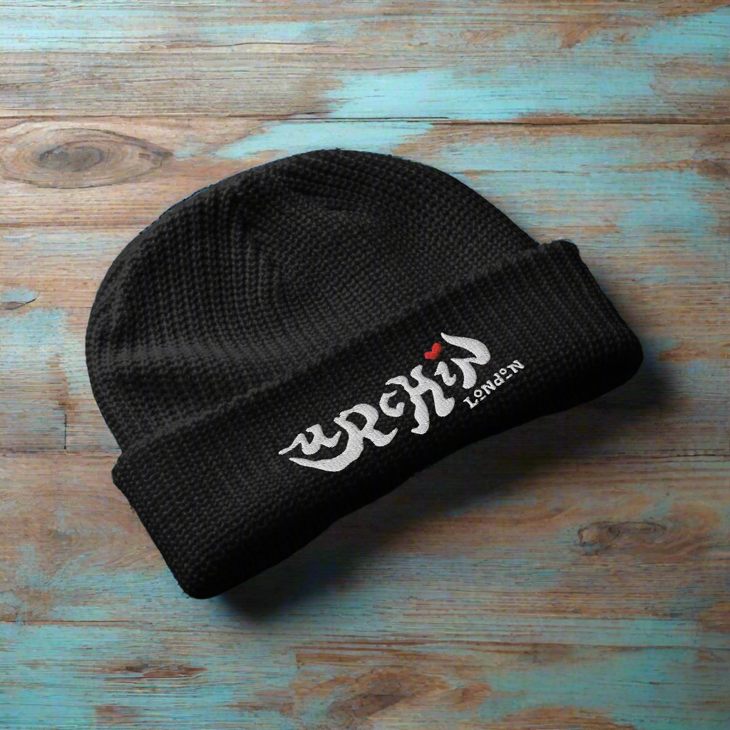 URCHIN- MINI BEANIE Embrodiered 'URCHIN LONDON'. Teens & Kids. One Size. Choice of Colours.