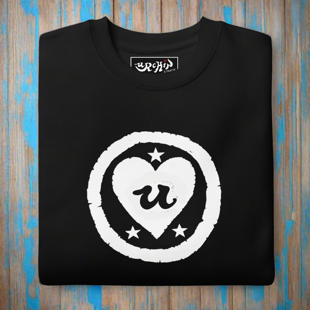 URCHIN 'LOVE U' White Logo. Premium Cotton Sweatshirt. Choice of Colours. Unisex.