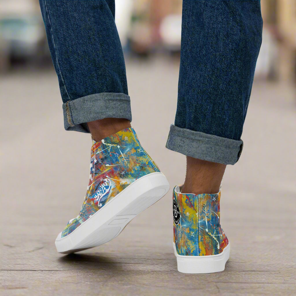 URCHIN Footwear 'FLAGS'. Mens High Tops. Black or White Detailing Option. Choice of Sizes.