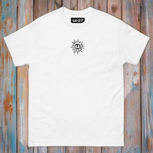 URCHIN Clothes-'U' Original Urchin 1996 Black Logo. Cotton T Shirt. White. Unisex.