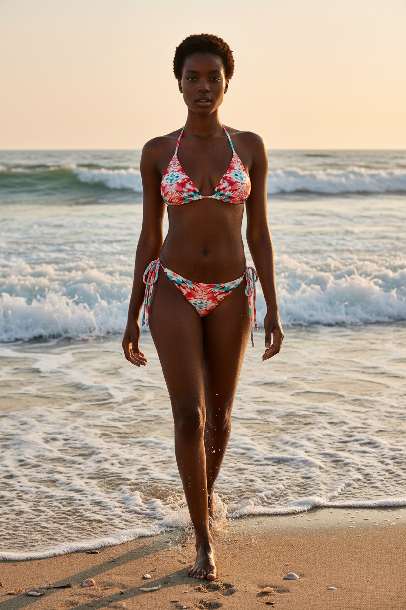 URCHIN-'CORAL SEA' Red and Blue Tie Dye Look. Recycled String Bikini. Choice of Sizes.