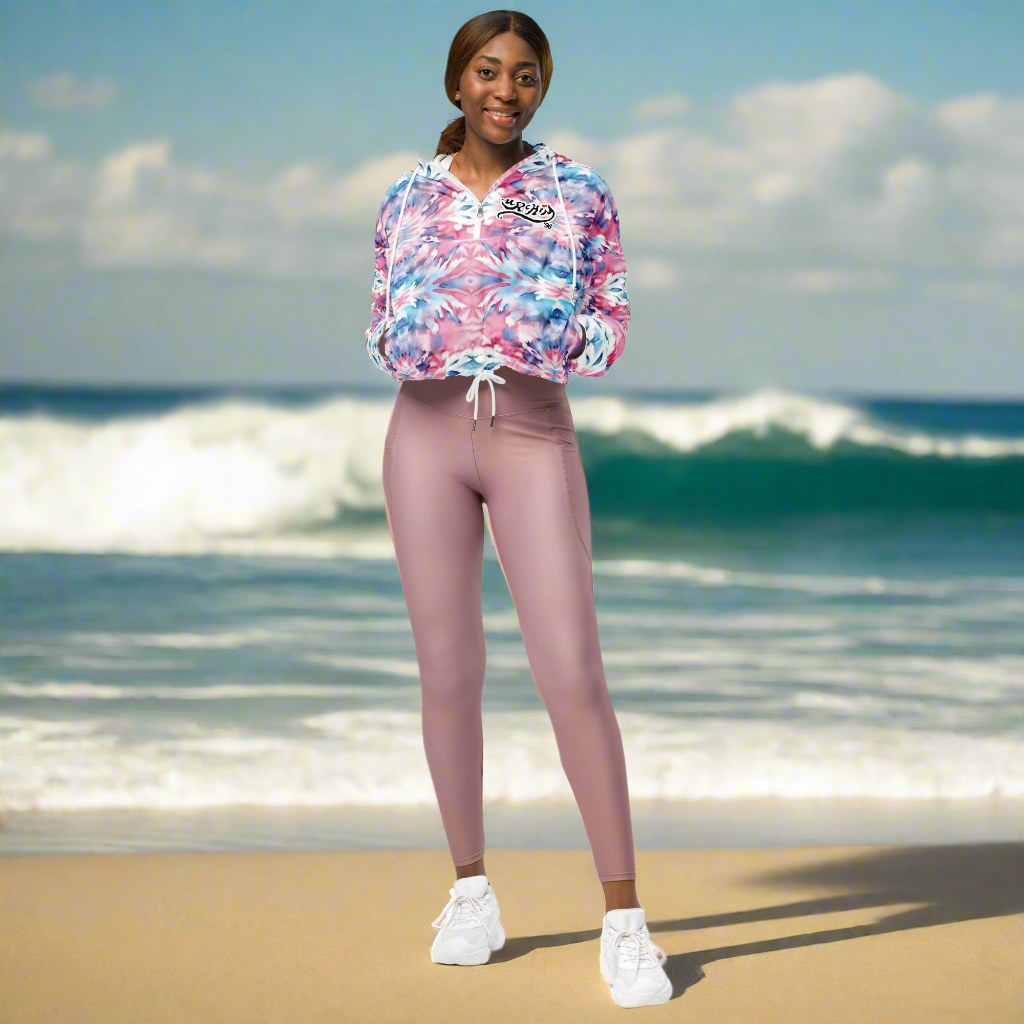 URCHIN Clothes & Sportswear 'CORAL SEA' Pink and Blue Tie Dye. Women’s cropped windbreaker. Choice of Sizes.