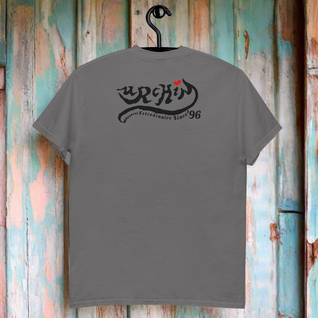URCHIN Clothes -'LOVE U' Black on Red- Old Poster. Cotton T Shirt. Choice of Colours. Unisex.